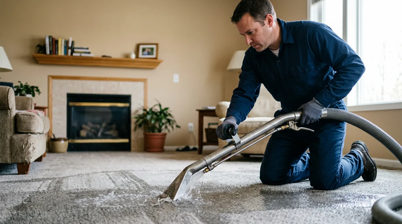 Water damage restoration technician working near Roanoke, LA